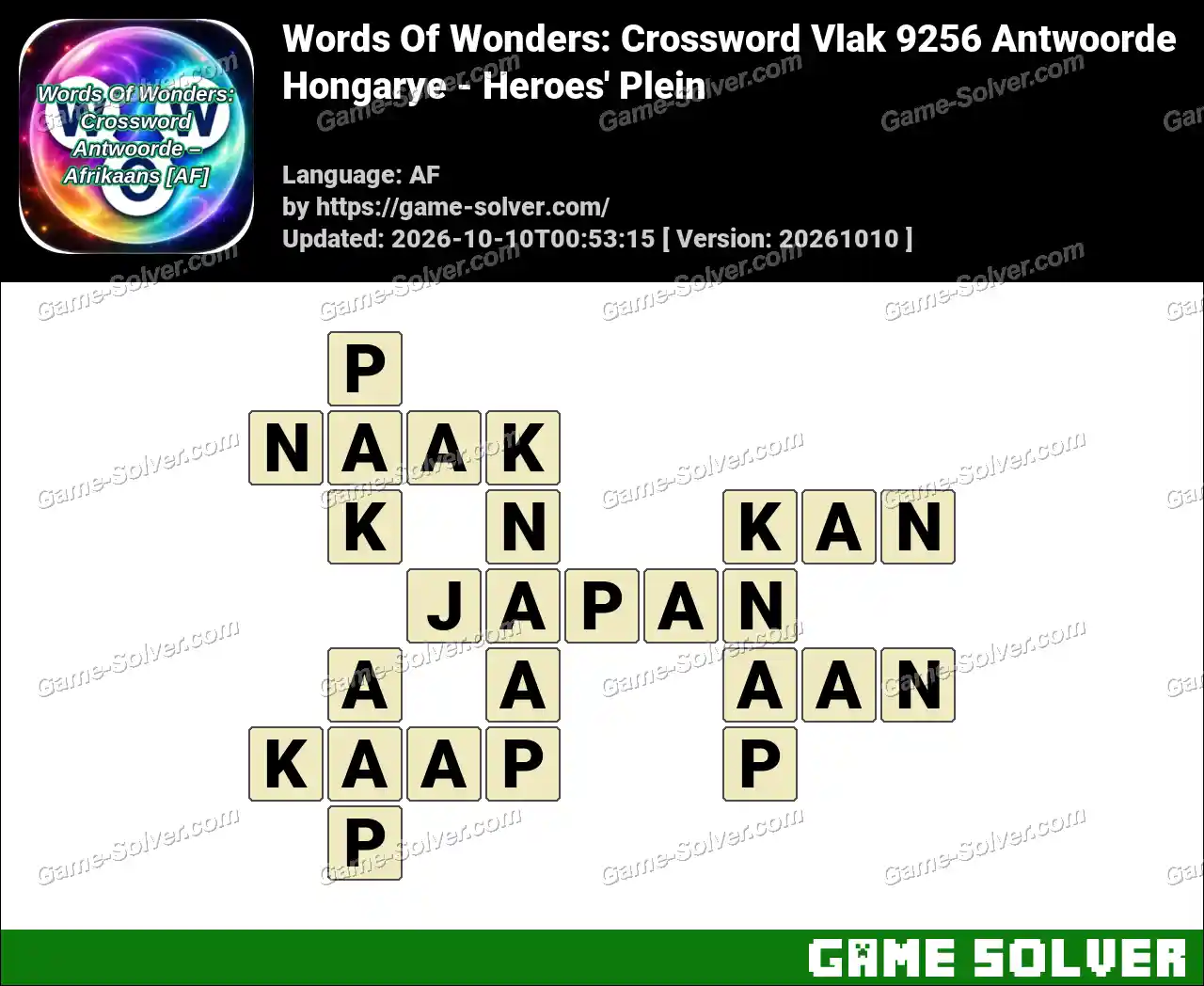 Words Of Wonders: Crossword Vlak 9256 Antwoorde – Hongarye – Heroes’ Plein